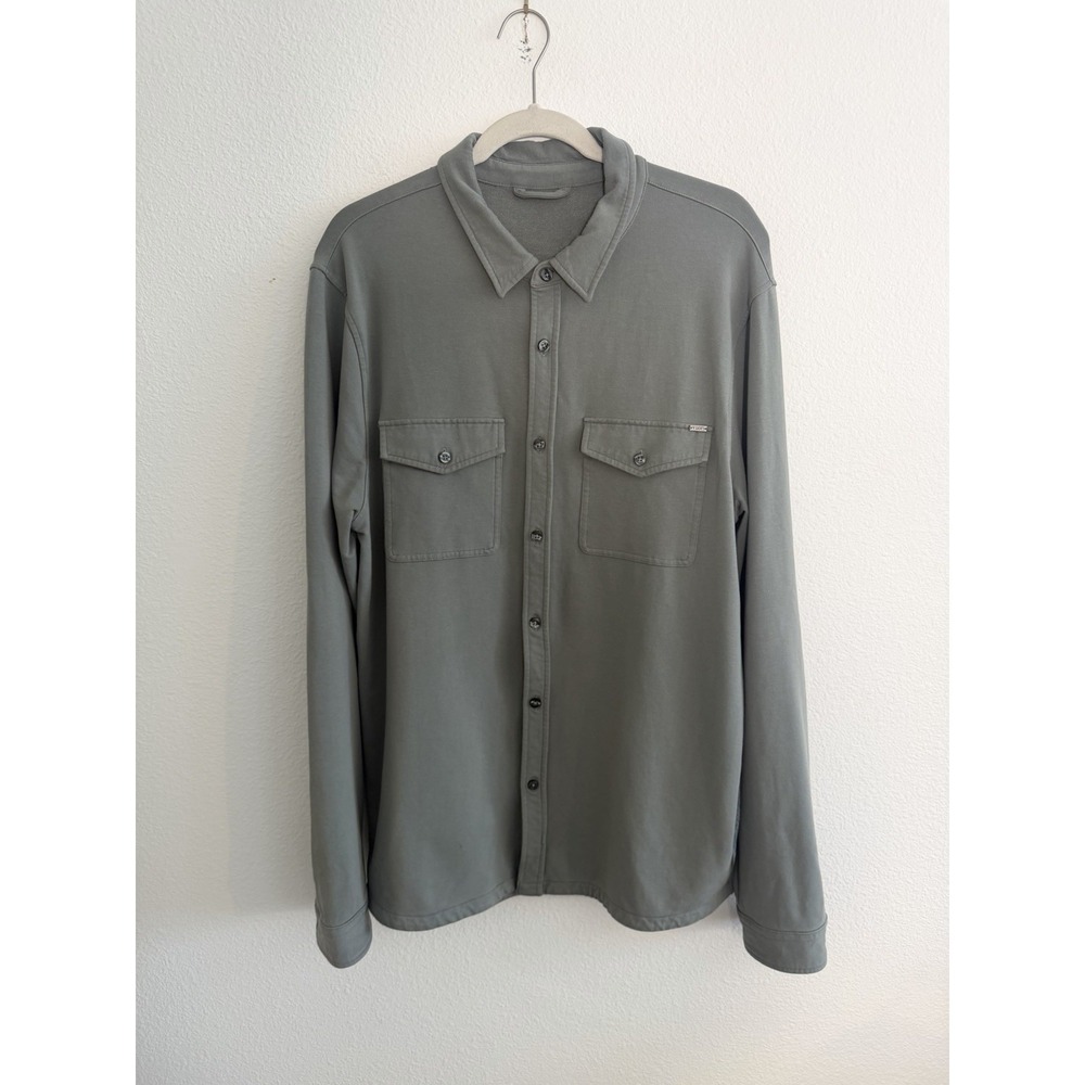 Vuori Shirt Jacket Mens L Gray Boulevard Button Up Shacket Lightweight Modal